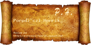 Porpáczi Henrik névjegykártya